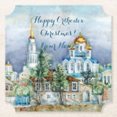 Provinciaal klein stadje Zadonsk aquarelle Kartonnen Onderzetters (Voorkant)