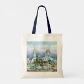 Provinciaal klein stadje Zadonsk aquarelle Tote Bag (Achterkant)