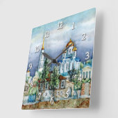 Provinciaal klein stadje Zadonsk aquarelle Vierkante Klok (Hoek)