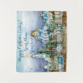 Provinciaal klein stadje Zadonsk aquarelle Wandkleed (Voorkant)