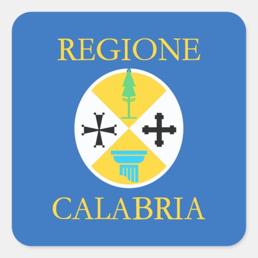 Provincie Calabria Vlag Vierkante Sticker (Voorkant)