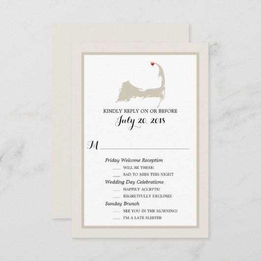 Provincie Cape Cod | Bruiloft RSVP Kaart (Voorkant / Achterkant)