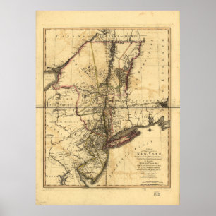 Provincie New York & New Jersey Map (1776) Poster