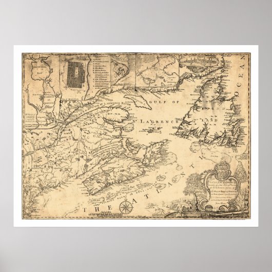 Provincie Nova Scotia Canada Map 1776 Poster (Voorkant)