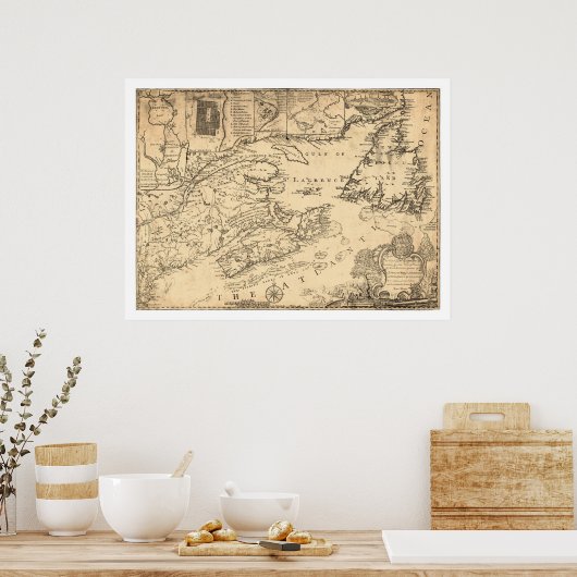 Provincie Nova Scotia Canada Map 1776 Poster (Keuken)