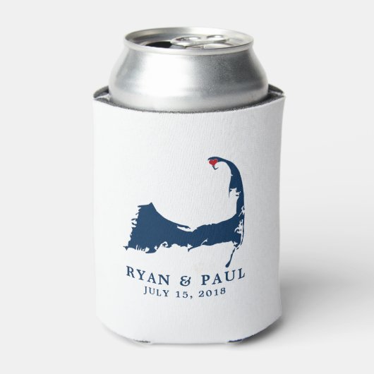 Provinciestad Cape Cod Kaart Blauw en Rood Hart Blikjeskoeler (Blikje Voorkant)