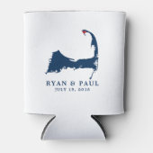 Provinciestad Cape Cod Kaart Blauw en Rood Hart Blikjeskoeler (Voorkant)