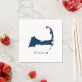 Provinciestad Cape Cod Kaart Blauw en Rood Hart Servet (Insitu)