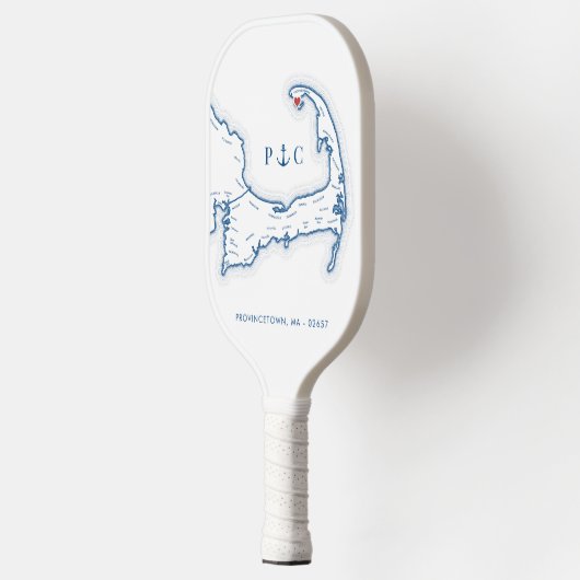 ProvincieStad Cape Cod Kaart Navy Blue Monogram Pickleball Paddle (Links)