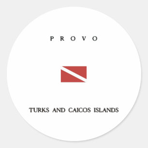 Provo "Turks en Caicoseilanden" Duikvlag Ronde Sticker