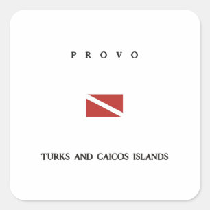 Provo "Turks en Caicoseilanden" Duikvlag Vierkante Sticker