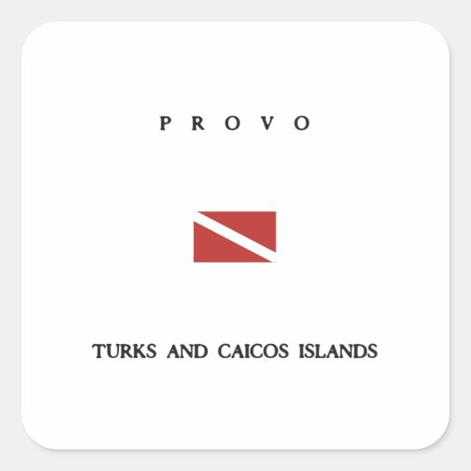 Provo "Turks en Caicoseilanden" Duikvlag Vierkante Sticker (Voorkant)