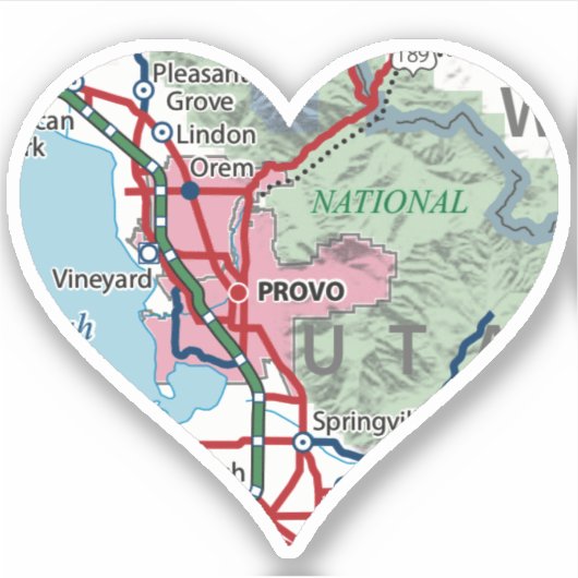Provo Utah Map Sticker (Voorkant)