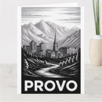 Provo Utah Silhouette Zwart Wit Houtsnede