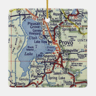 Provo Vintage Map Keramisch Ornament