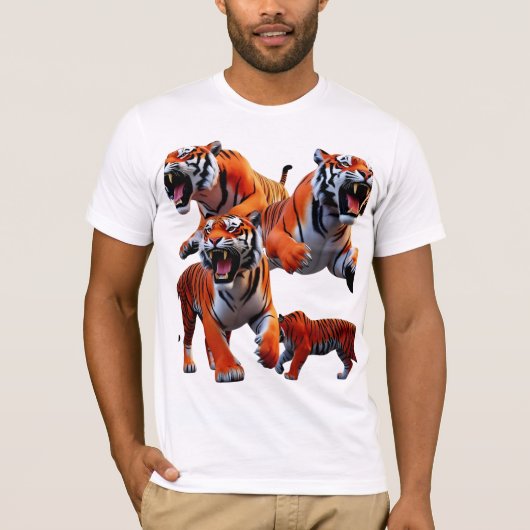 Prowling Fury: Tijgers in actie T-shirt (Voorkant)
