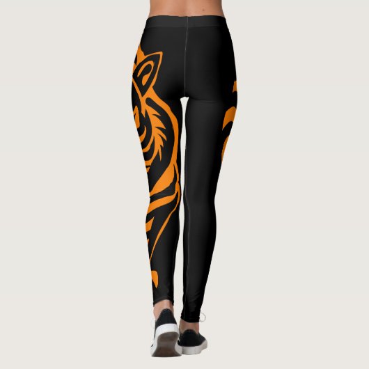Prowling Tiger Black en Oranje aangepaste Leggings (Achterkant)