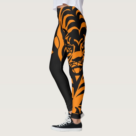 Prowling Tiger Black en Oranje aangepaste Leggings (Links)