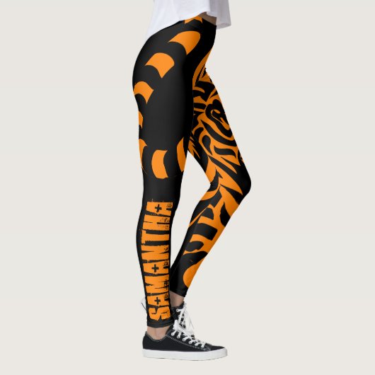 Prowling Tiger Black en Oranje aangepaste Leggings (Rechts)