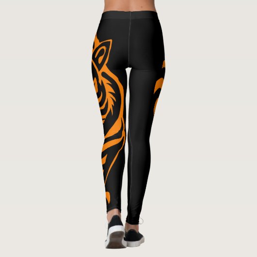 Prowling Tiger Black en Oranje aangepaste Leggings (Achterkant)