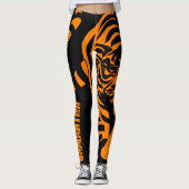 Prowling Tiger Black en Oranje aangepaste Leggings (Voorkant)