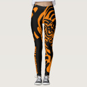 Prowling Tiger Black en Oranje aangepaste Leggings (Voorkant)