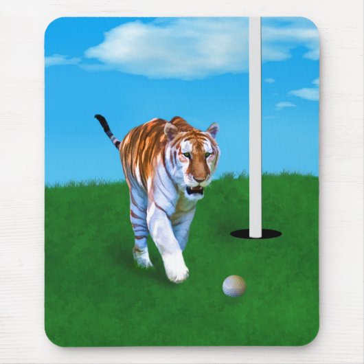 Prowling Tiger en Golf Ball Muismat (Voorkant)