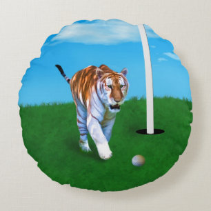 Prowling Tiger en Golf Ball Rond Kussen