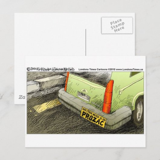 Prozac Bumpersticker Funny T - shirts Kaarten & ca (Voorkant / Achterkant)