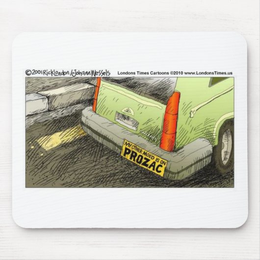 Prozac Bumpersticker Funny T - shirts Kaarten & ca Muismat (Voorkant)