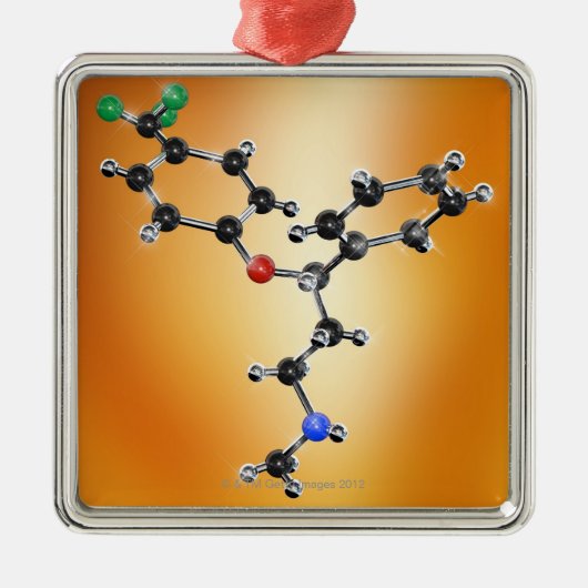 Prozac. Moleculair model van het antidepressivum Metalen Ornament (Voorkant)