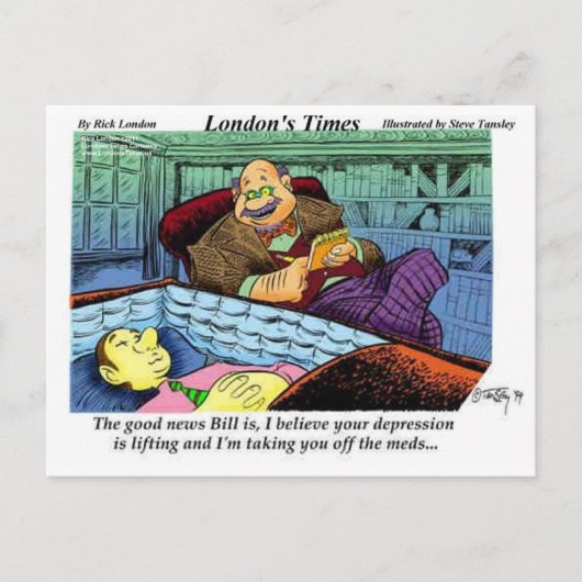 Prozac-tijd over grappige cadeaus en verzamelobjec briefkaart (Voorkant)