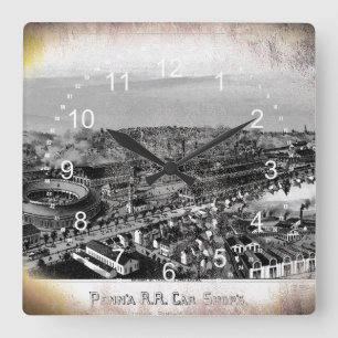PRR Altoona Shops 1895 Wall Clock Vierkante Klok