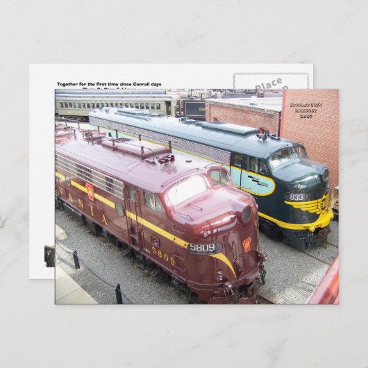 PRR E8A 5809 en ERIE E8A 833 in Steamtown Briefkaart (Voorkant / Achterkant)