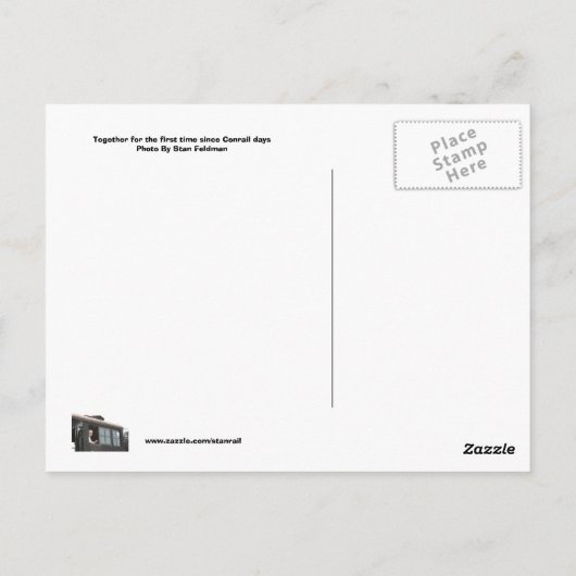 PRR E8A 5809 en ERIE E8A 833 in Steamtown Briefkaart (Achterkant)