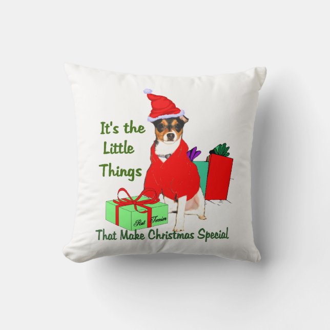 PrRat Terrier met kerstmis aanpassen Kussen (Voorkant)