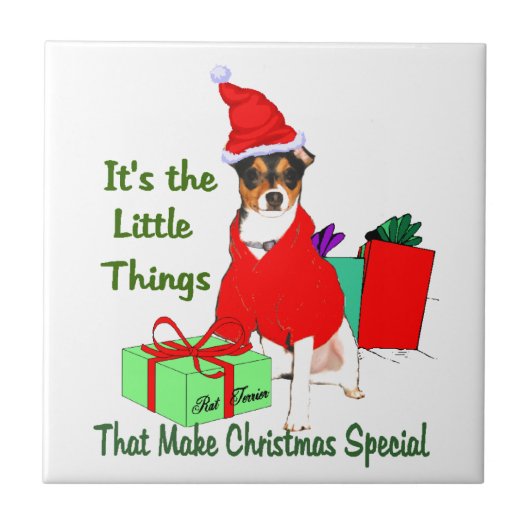 PrRat Terrier met kerstmis aanpassen Tegeltje (Voorkant)