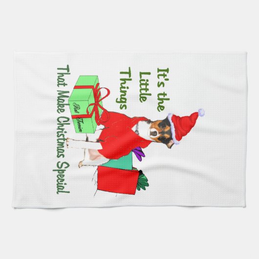 PrRat Terrier met kerstmis aanpassen Theedoek (Horizontaal)