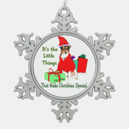 PrRat Terrier met kerstmis aanpassen Tin Sneeuwvlok Ornament