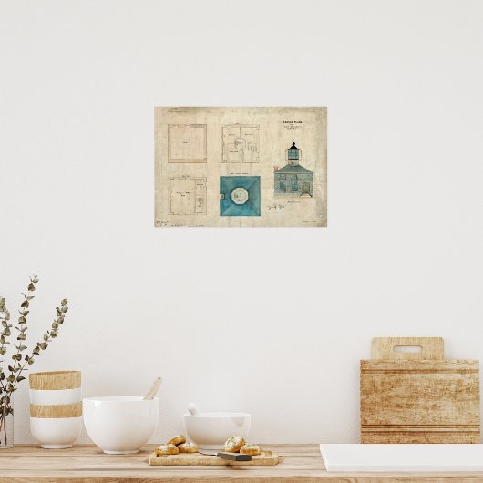 Prudence Island Lighthouse Plan - Rhode Island Poster (Keuken)