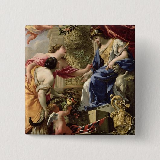 Prudence Leading Peace and Abundance, c.1645 (aard Vierkante Button 5,1 Cm (Voorkant)