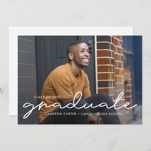 Prudloos geschreven bewerkbaar kleurenAfstuderen Kaart (Voorkant / Achterkant)