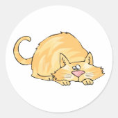 Pruik Tabby Kat Aanvallend Ronde Sticker (Voorkant)