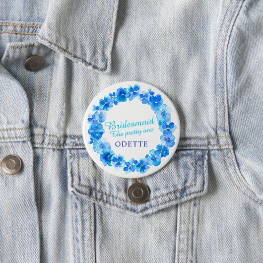 Pruikblauwe sierbloem voor bruidsbruid ronde button 7,6 cm (In situ)