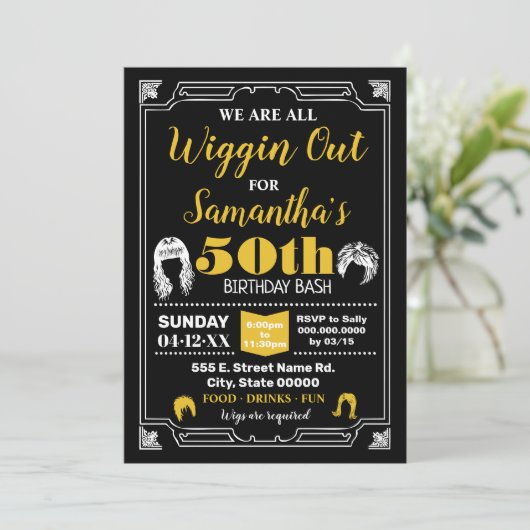 Pruiken feest Wiggin uit verjaardagsfeest Kaart (Staand voorkant)