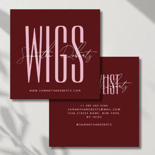 Pruikenstylist moderne typografie script rood vierkante visitekaartje