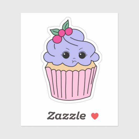 Pruilende bessencupcake sticker (Vel)