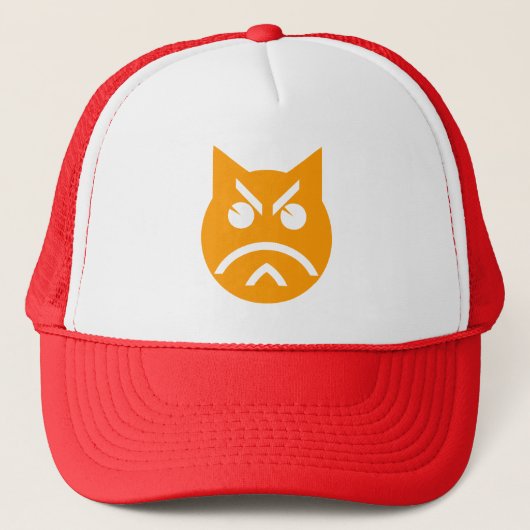 Pruilende Emoji Kat Trucker Pet (Voorkant)
