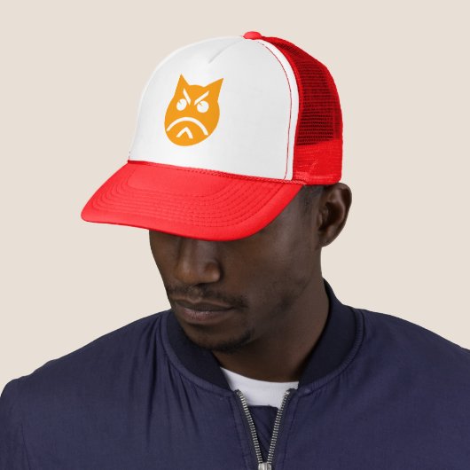 Pruilende Emoji Kat Trucker Pet (In situ)