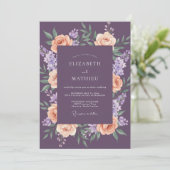 Pruim Abrikoos Ranunculus Gedempte Eucalyptus Brui Kaart (Staand voorkant)